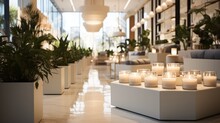 A Scented Candle Store With An Interior Design That Seamlessly Blends White. Generative AI.