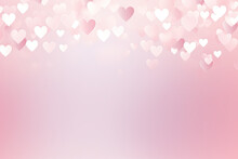Light Pink Gradient Background With Pink And White Hearts, Valentine's Day 