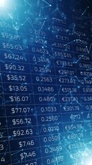 Digital business currency wall on computer cyberspace background.
