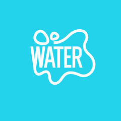 Poster - The inscription is WATER in capital letters of the Latin alphabet. A design element. Modern drinking water emblem.