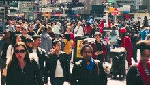 Time Lapse Crowd Of People Walking In New York, United States