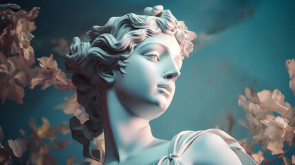 Greek woman statue. Wallpaper aesthetic. Illustration vector