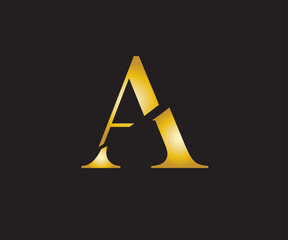 Poster - black and yellow and golden color a letter logo 