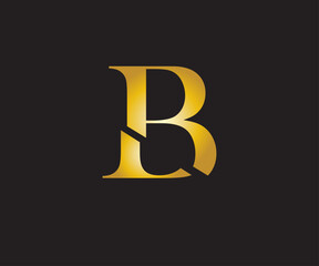 Poster - Black and yellow and gold color B letter logo design gold color and black background