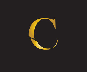 Poster - Black and golden color C letter logo design
