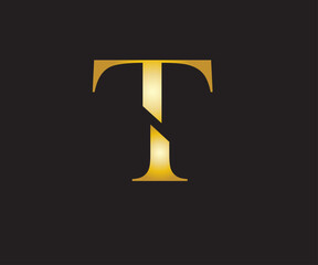 Poster - New design black and golden color T letter logo