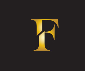 Poster - Black and yellow golden color f letter logo design