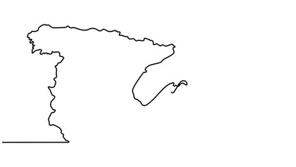 Wall Mural - Continuous one line animation video of spain map view with moving line animation video style. 4k videos