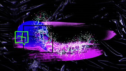 Poster - Animation of smudge over moving blue texture and copy space on black background