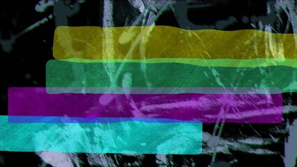 Poster - Animation of coloured lines over moving blue texture and copy space on black background