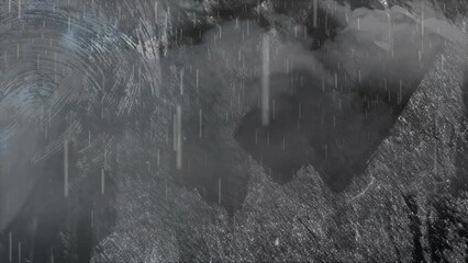 Poster - Animation of moving and changing grey clouds and texture and copy space on black background