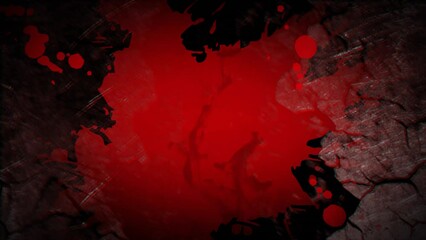 Poster - Animation of red splashes and moving and changing texture and copy space on black background