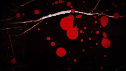 Poster - Animation of red splashes and moving and changing texture and copy space on black background