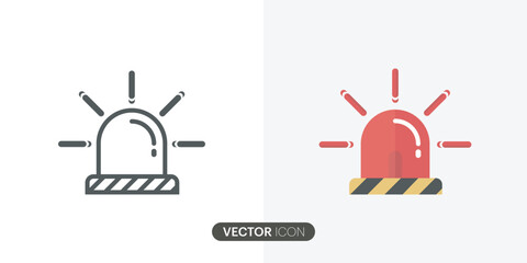 Red emergency Siren of ambulance or police,.Alarm signal sign icon in flat style.Different variations of the symbol icon in security police attention light signal style.vector illustration. 