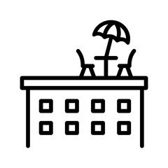 Black line icon for Rooftop