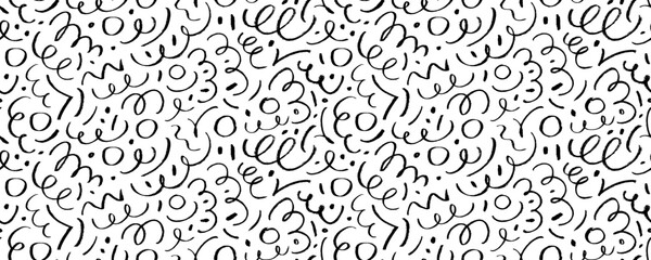 Aufkleber - Fun line doodle seamless banner design. Charcoal chaotic strokes with rough pencil texture.