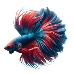 Wall Mural - colourful betta fish with grey blue scales Isolated on transparent Background png