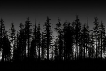 Poster - A black and white photo showcasing a forest. Suitable for various uses