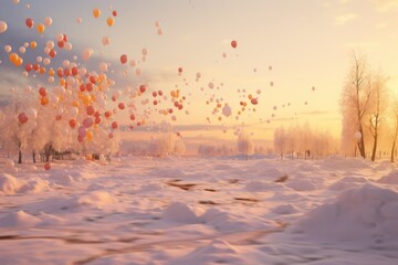 Poster - Colorful balloons floating in the sky. Perfect for celebrations and joyful occasions