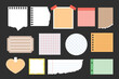 Paper notes, stickers, sticky sheets and tape set collection, set of blank to do list, memo messages, notepads and torn paper sheets, torn and ripped paper, Vision Board, Note Paper Adhesive Tape