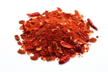 Poster - A pile of chili powder on a white surface. Suitable for food-related projects or recipes