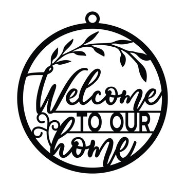 Merry Christmas Round sign for Laser Cut Files, Believe, Happy new year, Let it snow, Welcome to our home