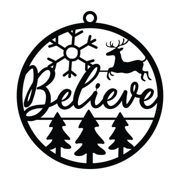 Merry Christmas Round sign for Laser Cut Files, Believe, Happy new year, Let it snow, Welcome to our home
