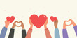 Hands charity, give, share love to people. charity and donation hands with heart concept.