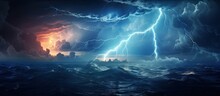Lightning Severely Strikes At Sea.