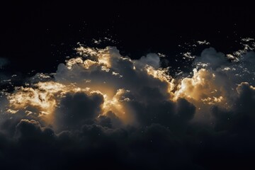 Poster - Sun shining through dark clouds, creating a striking contrast. Perfect for adding drama to any project