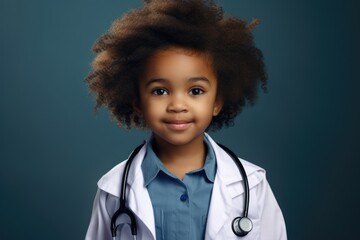 Poster - A young girl wearing a stethoscope on her head. Perfect for medical-themed projects and educational materials
