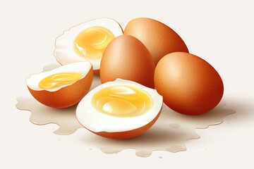 Sticker - A group of eggs sitting on top of a table. Perfect for food and cooking-related projects