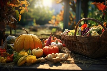 Aufkleber - A table filled with a variety of fresh vegetables. Perfect for food blogs, healthy eating articles, or recipe websites