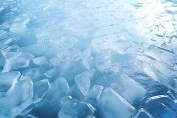 Poster - A bunch of ice cubes sitting on top of a table. Can be used for beverage, refreshment, or summer-themed concepts