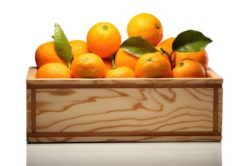Poster - A wooden box filled with oranges. Can be used to depict abundance, healthy eating, or a fresh fruit market