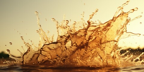 Poster - A splash of water captured on top of a body of water. Perfect for illustrating the dynamics of water or the refreshing feeling of being in nature.