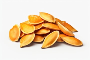 Poster - A pile of sliced oranges on a clean white surface. Perfect for food and beverage related projects