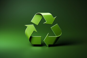 Wall Mural - 3d green recycle symbol isolated on the green background. ecology and environmental protection conce