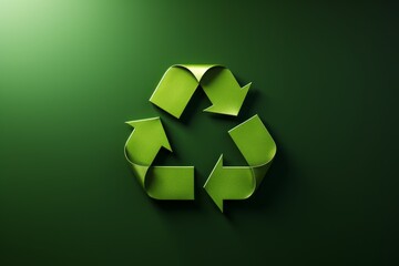 Wall Mural - 3d green recycle symbol isolated on the green background. ecology and environmental protection conce