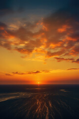 Aufkleber - A beautiful sunset scene over a tranquil body of water. Perfect for adding a peaceful and serene touch to any project