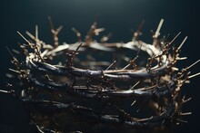 A Crown Of Thorns Made Of Twigs Placed On A Table. Perfect For Religious Or Symbolic Concepts