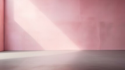 Poster - Minimal abstract light pink background for product presentation. The shadow and light from the windows on the plastered wall.
