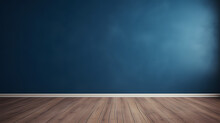 Dark Blue Wall In An Empty Room With A Wooden Floor