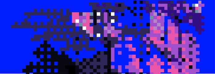 Poster - Abstract glitched background with VHS pixel compression artifacts. Lo-fi vector texture.
