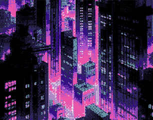 Poster - Abstract glitched background with VHS pixel compression artifacts. Lo-fi vector texture.