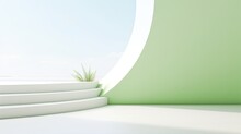 Beautiful Airy Minimalistic White And Light Green Architectural Background Banner
