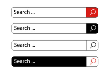 Poster - Search bar vector design element. Set of search bar boxes. UI interface template isolated on white background.