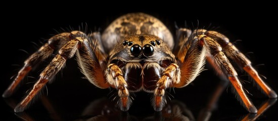 Sticker - Nocturnal Araneus spider waits on web for prey.