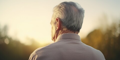Poster - A picture of a man with white hair wearing a white shirt. Suitable for various uses