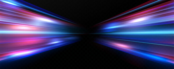 Poster - Horizontal neon lines.Blue speed lines.Motion light effect.Vector. red.Vector illustration of a blue color. Light effect. Abstract laser beams of light. Chaotic neon rays of light .
